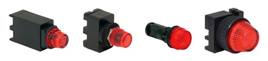 C3 Controls Red Pilot Lights (L-R) 13 mm, 16 mm, 22 mm, 30 mm