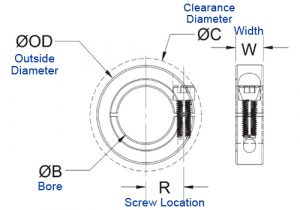 eStore Ruland One Piece Clamping Collar Dimensions